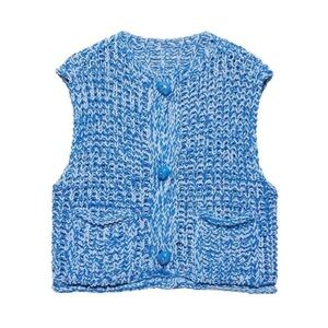 Zara Blue and White Knit Vest